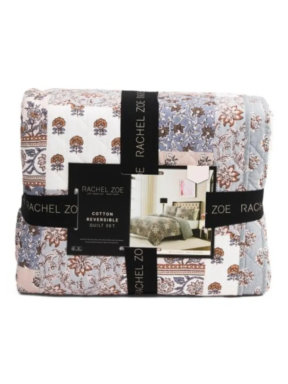 RACHEL ZOE Cotton Printed Patchwork Quilt Set
